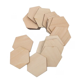 100buc 90mm Lemn Felii Ornamente de Formă Hexagonală Dale din Lemn Ambarcațiuni DIY Decorare