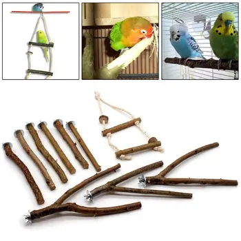 10buc Papagal Sta Tija de Jucării de Lemn, Furculiță Ramură Biban Colivie Leagăn Agățat de Păsări de Companie Jucărie de Mestecat loc de Joacă Pasăre Consumabile C42