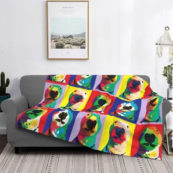 Bull Terrier Pop Art Pături Flanel Primavara/Toamna Respirabil Usoare Arunca Pături pentru Biroul de Acasă Quilt