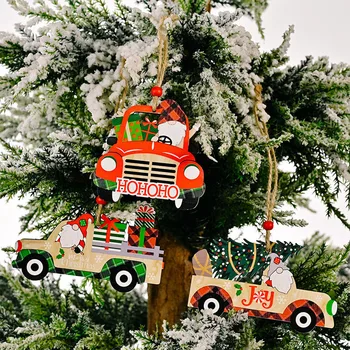 Masina De Crăciun Din Lemn Pandantiv Pom De Crăciun Agățat Moș Crăciun, Om De Zăpadă, Ornamente 2022 Nou Fericit Crăciun Doll Stea Decoratiuni