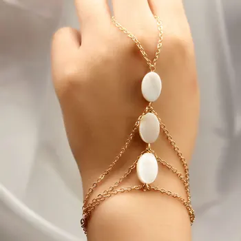 Moda Bijuterii Trei Scoici Multi-strat Degetul Bratari pentru Femei Beach Creative Lanț Brățară Femme L152