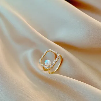 Moda Culoare De Aur De Nișă Design Inel Tubular De Deschidere Inel Perla Inel Doamnelor Banchet De Nuntă Bijuterii