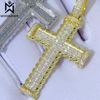 Moissminer Moissanite Coliere Noi Pandantiv Cruce S925 Diamant Real Cu Gheață Coliere Pentru Femei, Bărbați Bijuterii Trece Tester