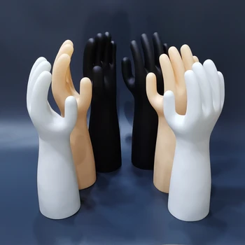 O Pereche De Mână de sex Masculin Modele PVC Email Artificiale Mâinile 35cm Înaltă Muncii Industriale și Mănuși de Protecție Show-Alb Piele Culoare Negru