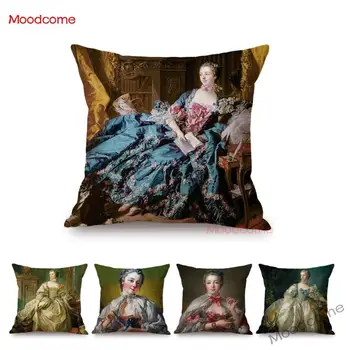 Regale Europene, Doamna Madame de Pompadour Francois Boucher Stil Rococo Pictura Canapea Pernă Acoperă Mașină Lenjerie de Pernă Acoperă