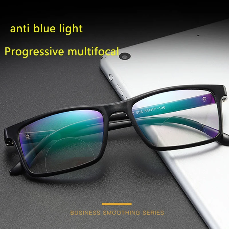 Anti Blue Light Bifocale Ochelari de Citit Bărbați Femei Presbyopic anti-oboseala de Mărire Pătrat full frame negru +1.5 +2.5 1