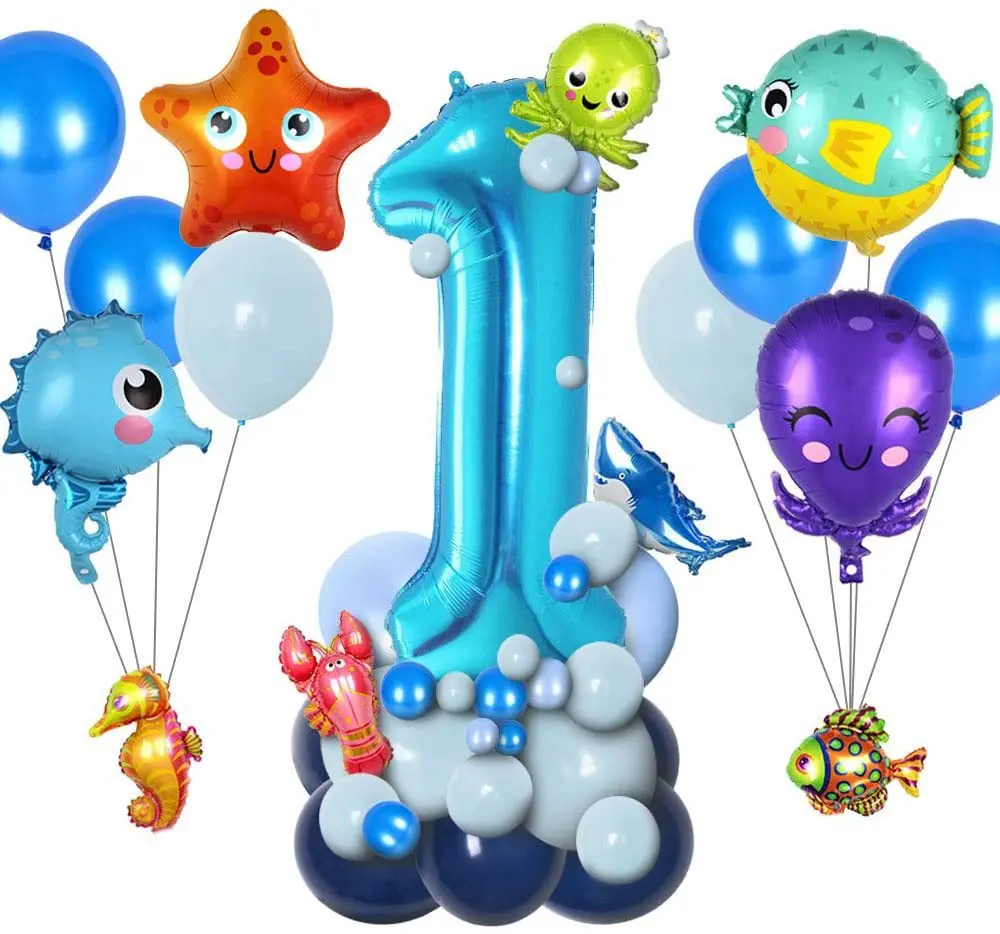 Tema Ocean Ghirlanda Arc Petrecere De Aniversare Pentru Copii Baie Decor Caracatiță, Steaua De Mare De Animale Balon Stabilit În Mare Ballon Babyshower 2