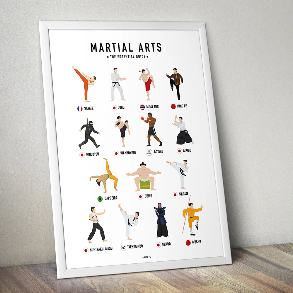 Cadou Pentru Marțiale Perete Iubitorii De Arta Poster Ghid Panza Pictura De Taekwondo, Karate, Muay Thai Sumo Imagine Living Decor Acasă 2