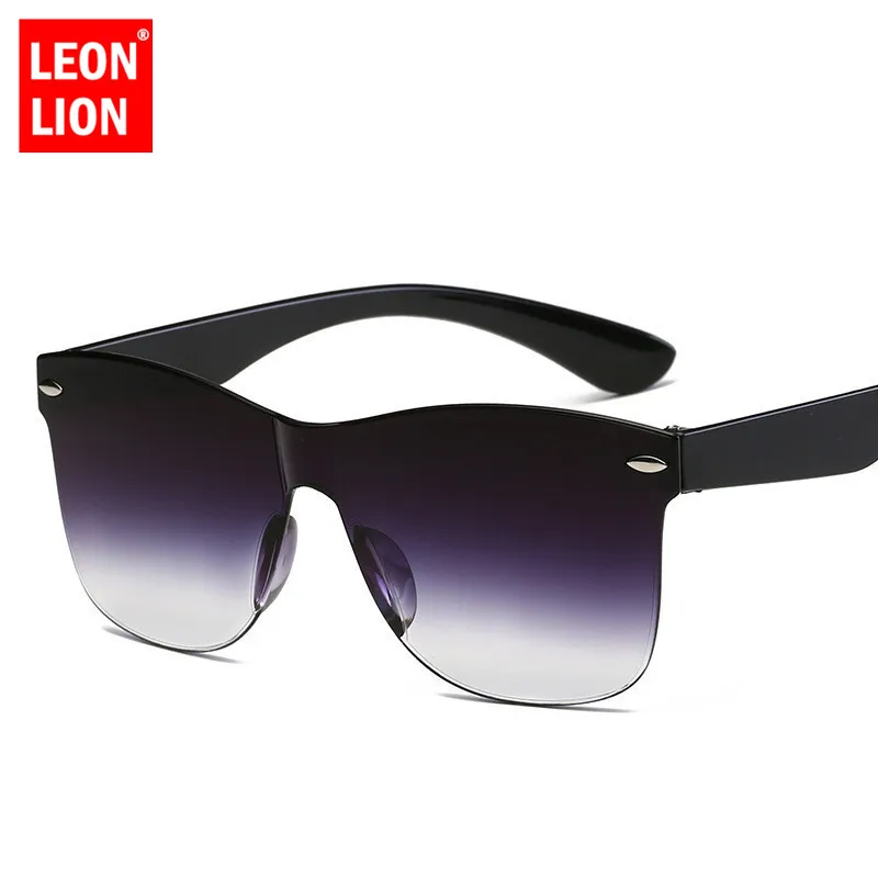 LeonLion 2021-O bucată de Ochi de Pisica ochelari de Soare Femei/Bărbați Gradient Lens Retro Oglinzi fără rame, Ochelari de Soare Vintage Călătorie UV400 Ochelari 0