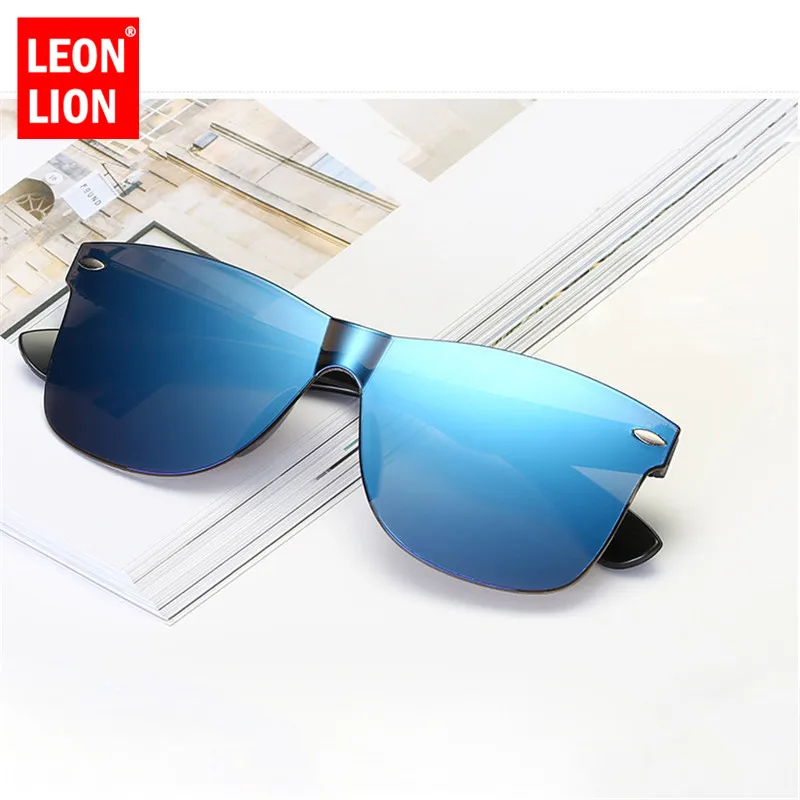 LeonLion 2021-O bucată de Ochi de Pisica ochelari de Soare Femei/Bărbați Gradient Lens Retro Oglinzi fără rame, Ochelari de Soare Vintage Călătorie UV400 Ochelari 1