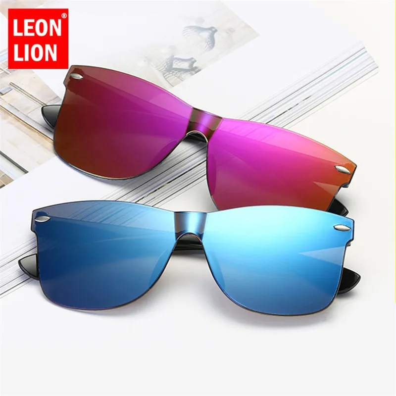 LeonLion 2021-O bucată de Ochi de Pisica ochelari de Soare Femei/Bărbați Gradient Lens Retro Oglinzi fără rame, Ochelari de Soare Vintage Călătorie UV400 Ochelari 2