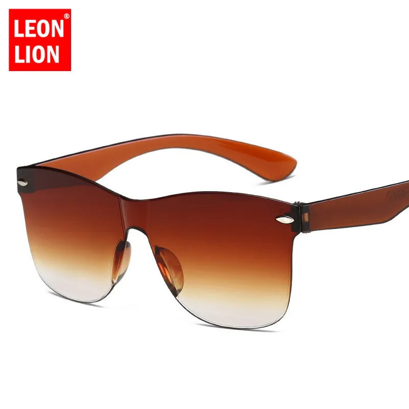 LeonLion 2021-O bucată de Ochi de Pisica ochelari de Soare Femei/Bărbați Gradient Lens Retro Oglinzi fără rame, Ochelari de Soare Vintage Călătorie UV400 Ochelari 3