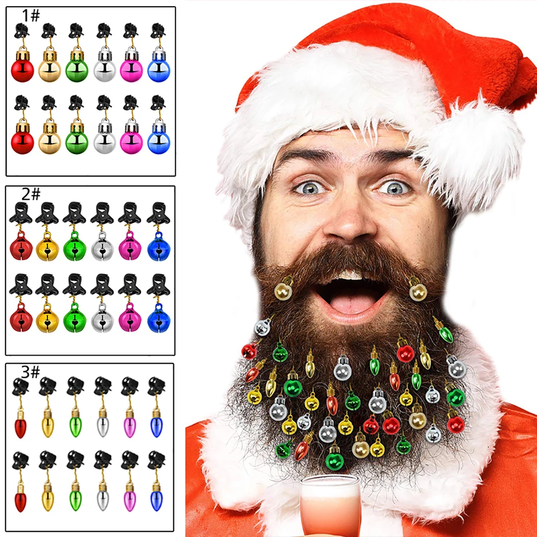 12PCS Bec de Crăciun Margele Barba Ornament Colorat de Craciun Clip Mingea Ornament de Crăciun Barba Pandantiv Luminos de CRĂCIUN Mingea 0