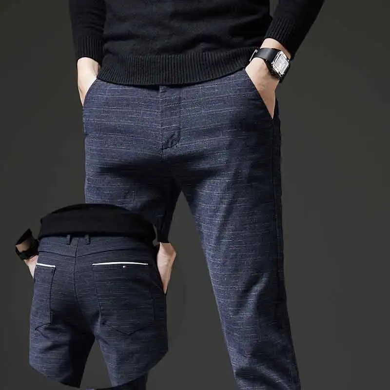 ZOENOVA Pantaloni pentru Bărbați de Iarnă Lână Cald Pantaloni de Moda coreeană Casual Slim Gros Pantaloni Pentru Barbati Negru Albastru Bărbați Pantaloni Formale 0