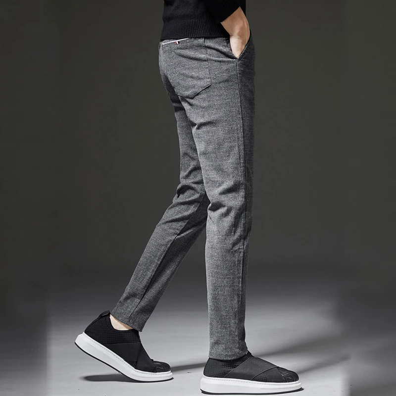 ZOENOVA Pantaloni pentru Bărbați de Iarnă Lână Cald Pantaloni de Moda coreeană Casual Slim Gros Pantaloni Pentru Barbati Negru Albastru Bărbați Pantaloni Formale 4