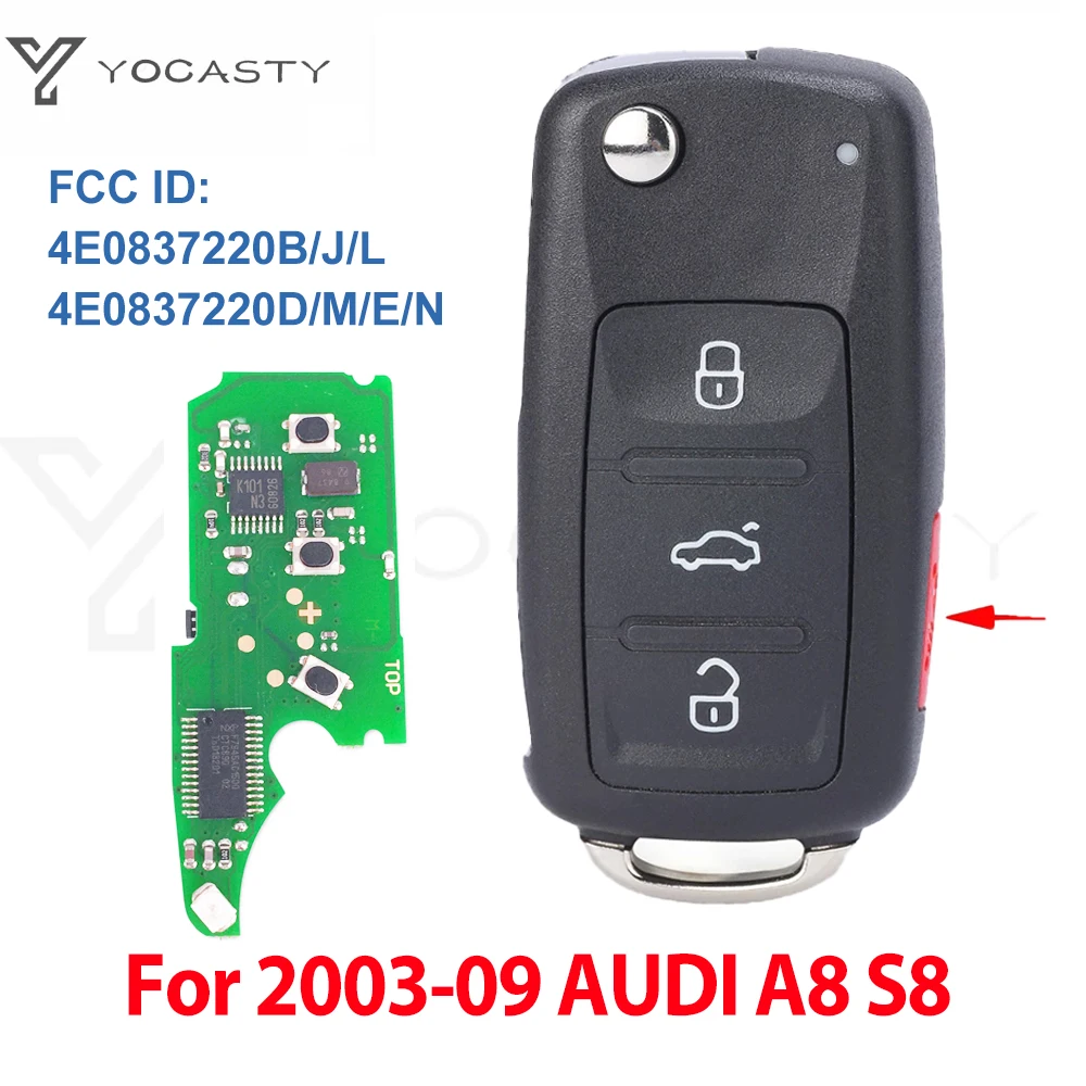 YOCASTY 4E0837220B/J/L/D/M/E/N telecomenzii Auto Inteligent de la Distanță Cheie Fob ID46 Pentru 2003 2004 2005 2006 2007 2008 2009 Audi A8 S8 0