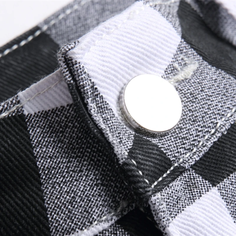 Design Original pentru Bărbați Elastic Blugi Stil Britanic Personalitate tipar Digital Alb-Negru Carouri Mijlocul Talie Agrement Pantaloni Slim 2
