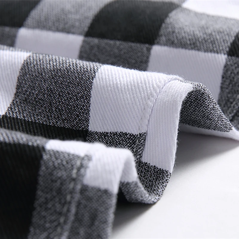 Design Original pentru Bărbați Elastic Blugi Stil Britanic Personalitate tipar Digital Alb-Negru Carouri Mijlocul Talie Agrement Pantaloni Slim 5