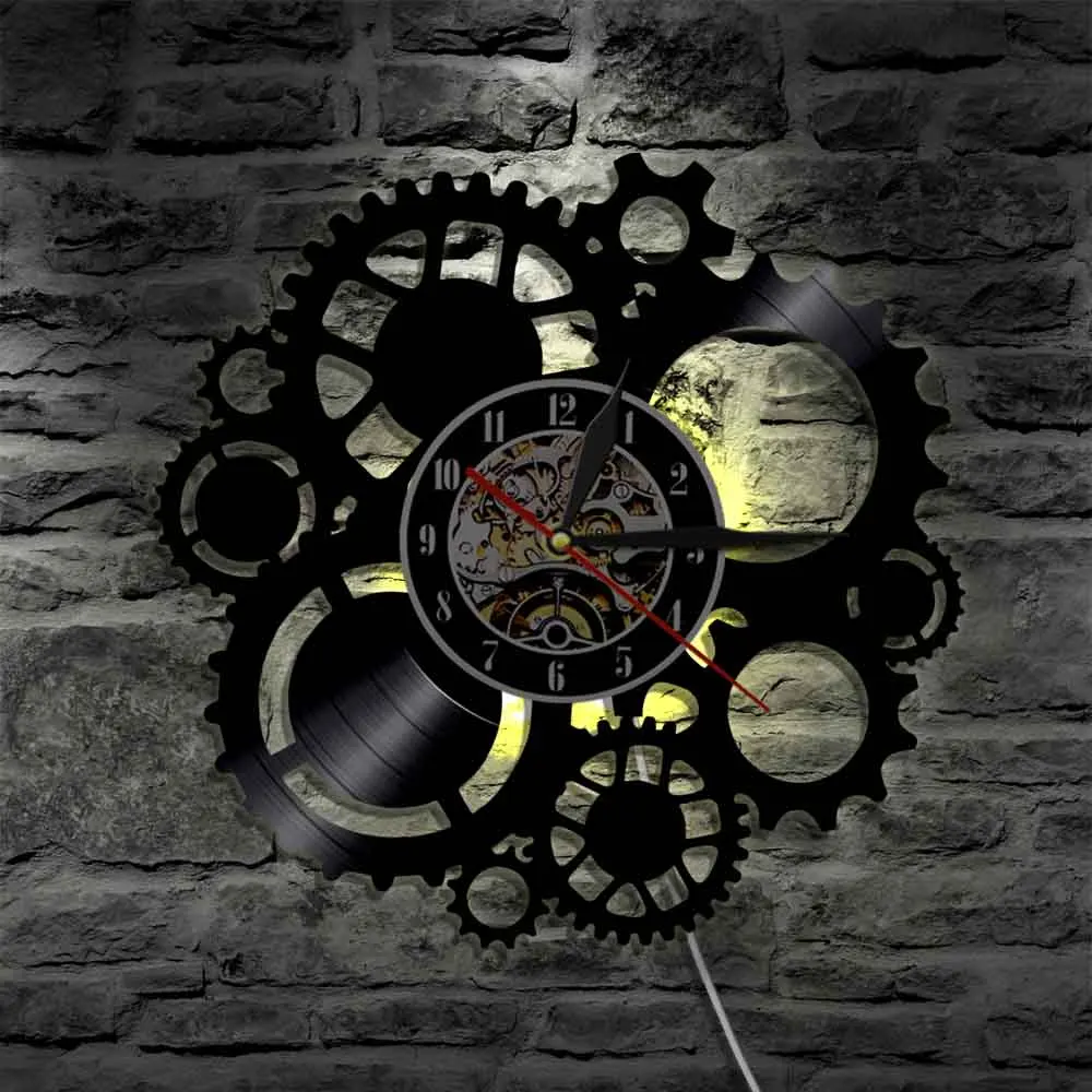 Uneltele și Rotițe de Ceas Decorativ Steampunk Perete Ceas de Perete Decor Victorian Industriale Steampunk Viteze disc de Vinil Ceas de Perete 2