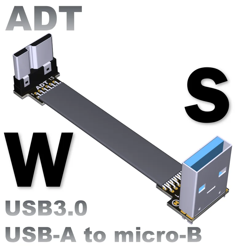 USB 3.0 Micro-B Panglica Plat EMI ecranare Cablu Plat FPC USB 3.0 Micro B Unghi de 90 de grade Conector de sus în jos 5cm-3m 0