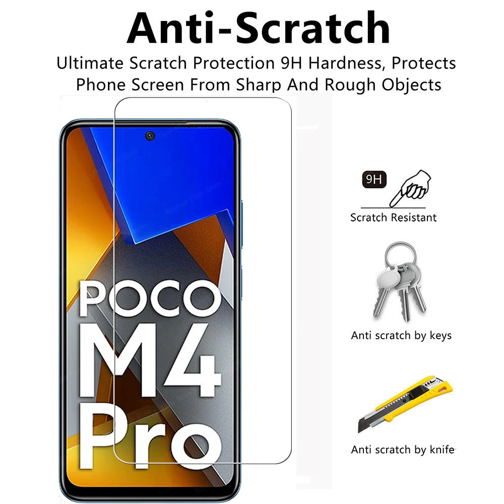 6 în 1 Sticlă Călită Pentru Xiaomi Poco M4 Pro Full Acoperire Ecran Protector Obiectiv Film Pentru Poco M4 Pro M4Pro 4G MZB0B5VIN Sticlă 1