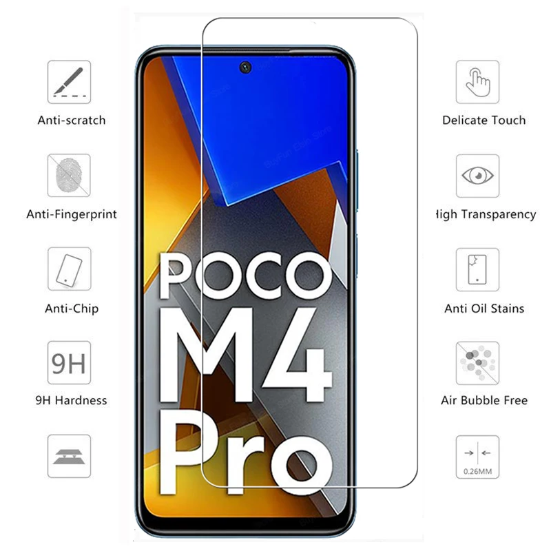 6 în 1 Sticlă Călită Pentru Xiaomi Poco M4 Pro Full Acoperire Ecran Protector Obiectiv Film Pentru Poco M4 Pro M4Pro 4G MZB0B5VIN Sticlă 3