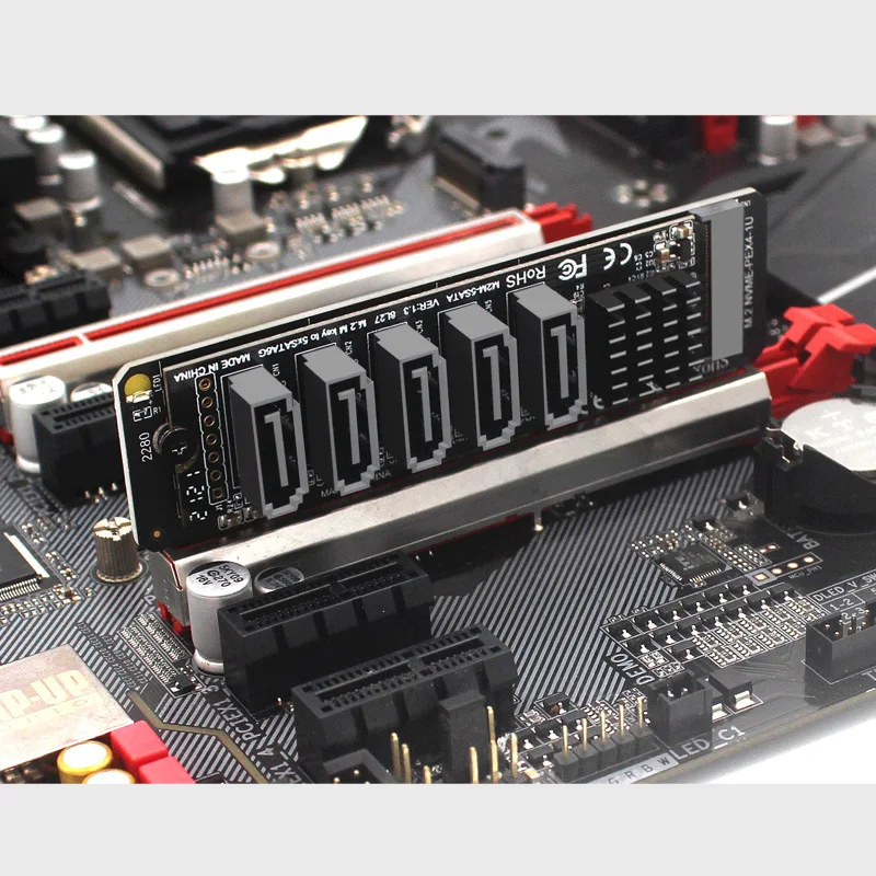 Coloană M. 2 NVME PCI-E X4 X8 X16 La SATA 5 Port Card Adaptor pentru SATA III 6GB/S M2 PCIe PH56 1U Șasiu Calculatorul server de Expansiune 0