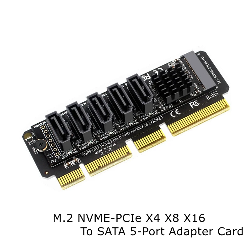 Coloană M. 2 NVME PCI-E X4 X8 X16 La SATA 5 Port Card Adaptor pentru SATA III 6GB/S M2 PCIe PH56 1U Șasiu Calculatorul server de Expansiune 3