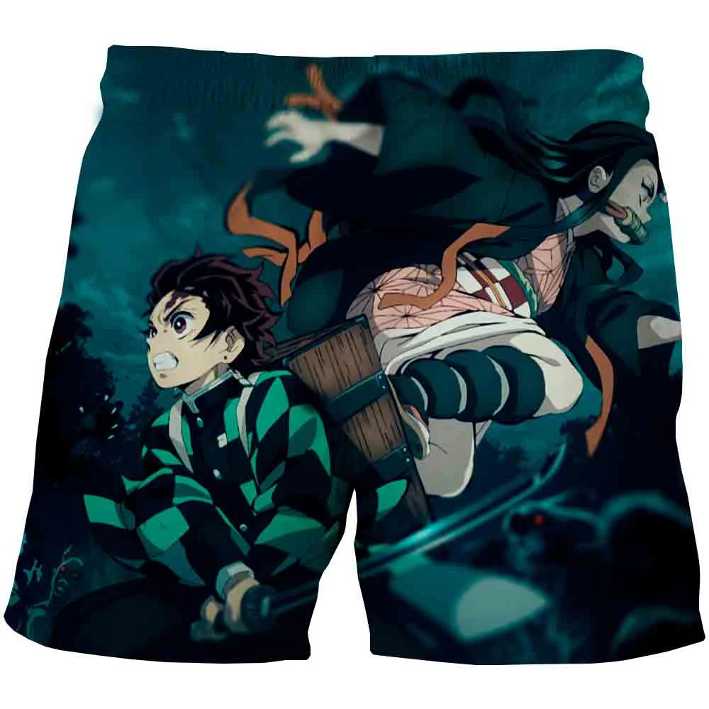 2022 Bărbați pantaloni Scurți de Vară Demon Slayer Tanjiro Anime 3D Print pantaloni Scurți de Sport Casual Unisex Dantela-Up pantaloni Scurți de Plajă 0