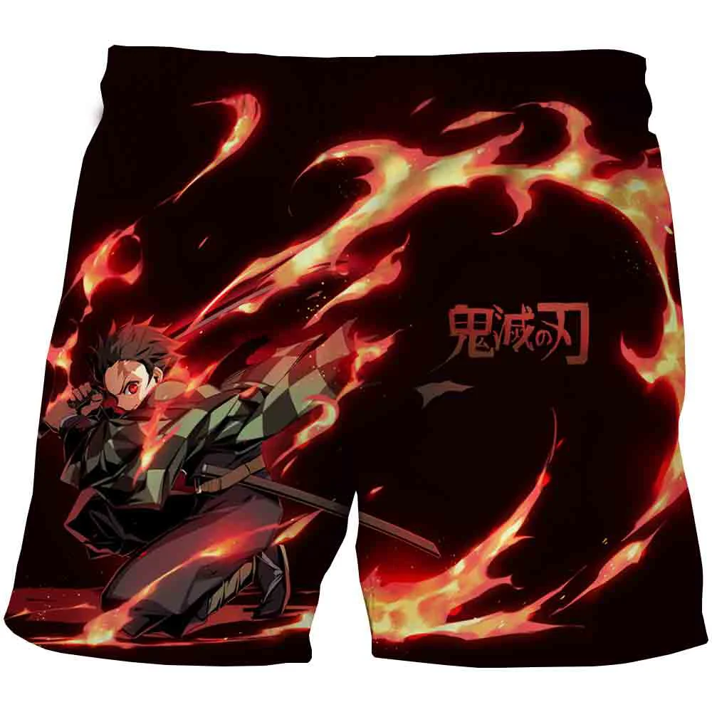 2022 Bărbați pantaloni Scurți de Vară Demon Slayer Tanjiro Anime 3D Print pantaloni Scurți de Sport Casual Unisex Dantela-Up pantaloni Scurți de Plajă 1