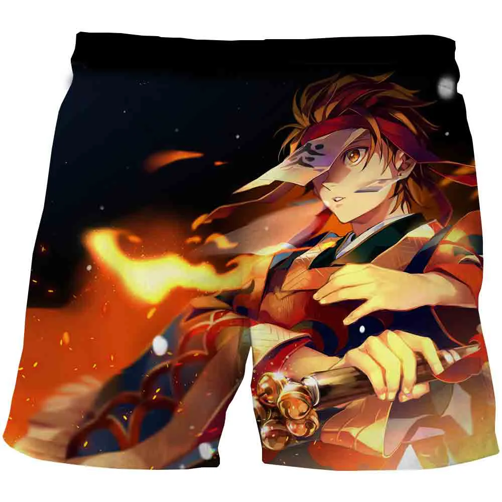 2022 Bărbați pantaloni Scurți de Vară Demon Slayer Tanjiro Anime 3D Print pantaloni Scurți de Sport Casual Unisex Dantela-Up pantaloni Scurți de Plajă 3