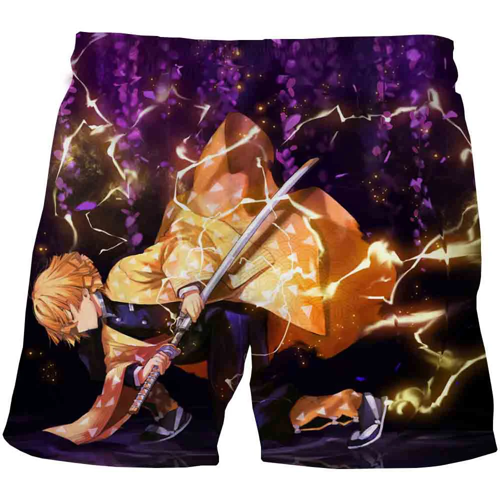 2022 Bărbați pantaloni Scurți de Vară Demon Slayer Tanjiro Anime 3D Print pantaloni Scurți de Sport Casual Unisex Dantela-Up pantaloni Scurți de Plajă 4