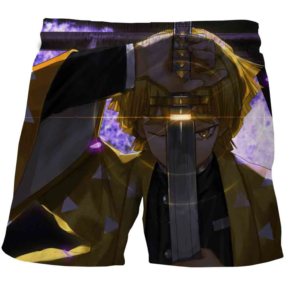 2022 Bărbați pantaloni Scurți de Vară Demon Slayer Tanjiro Anime 3D Print pantaloni Scurți de Sport Casual Unisex Dantela-Up pantaloni Scurți de Plajă 5