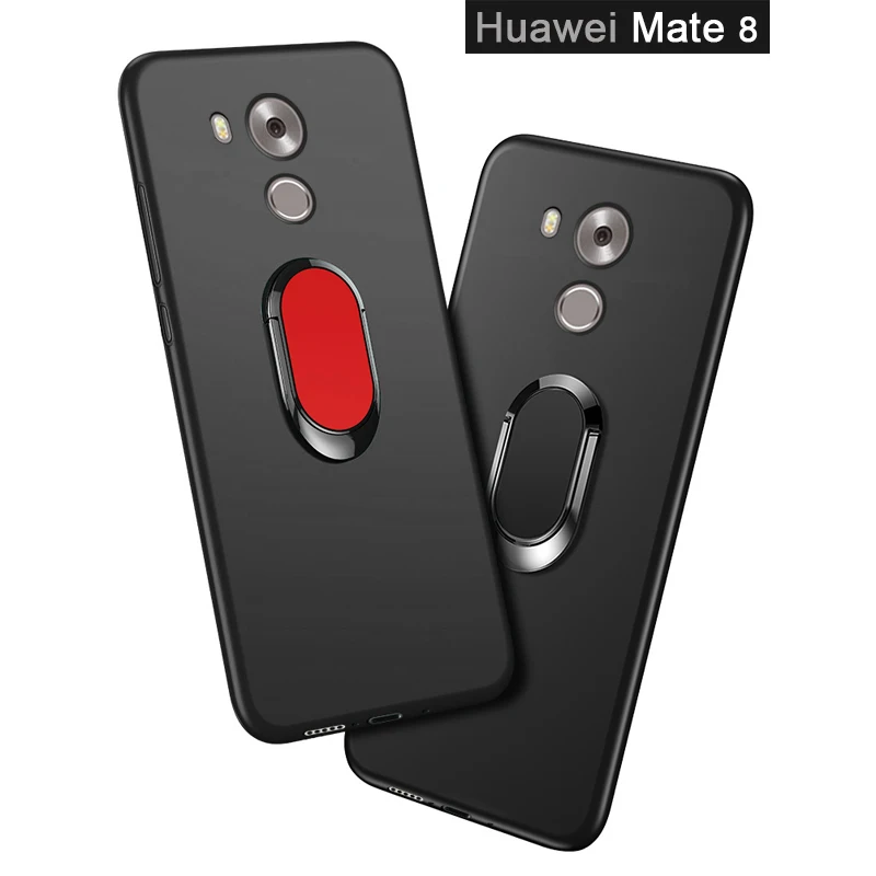 Coque Huawei Mate 8 Cazul de Lux 6.0 Inch NXT-L29 NXT-L09 Moale silicon Negru Magnetic Inel de Metal Cover pentru Huawei Mate8 Funda 0