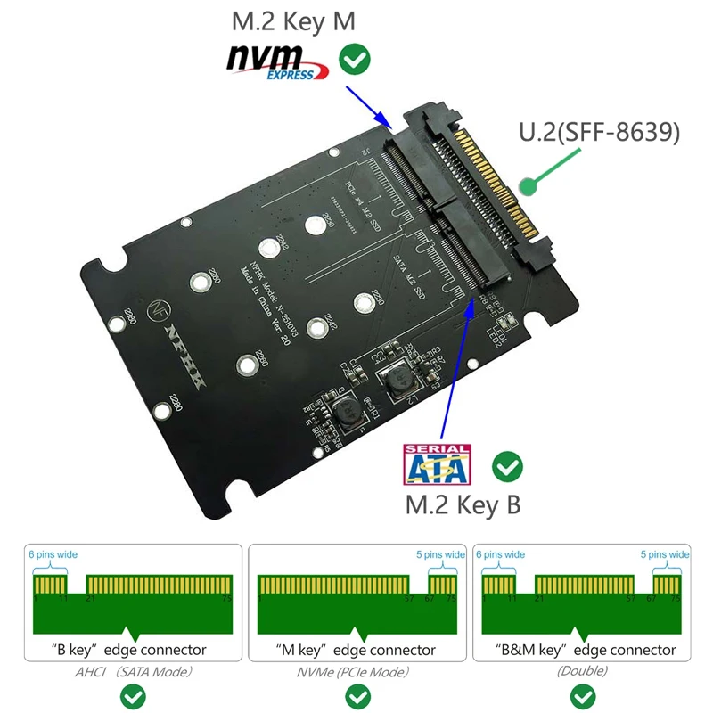 NVME Adaptor Coloană M. 2 SSD-ul pentru a U. 2 Adaptor 2in1 M. 2 NVMe + M. 2 SATA unitati solid state SSD PCI-e U. 2 SFF-8639 Adaptor PCIe M2 Converter Card 4