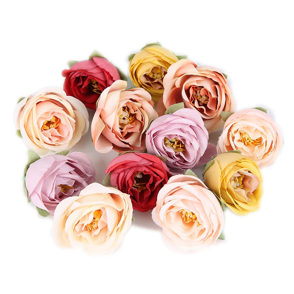 10buc Rose Flori Artificiale Cap de Mătase Bujor Flori False Pentru Acasă Decorare Nunta DIY Manual Coroană de flori Cadou Accesorii Ambarcațiuni 0