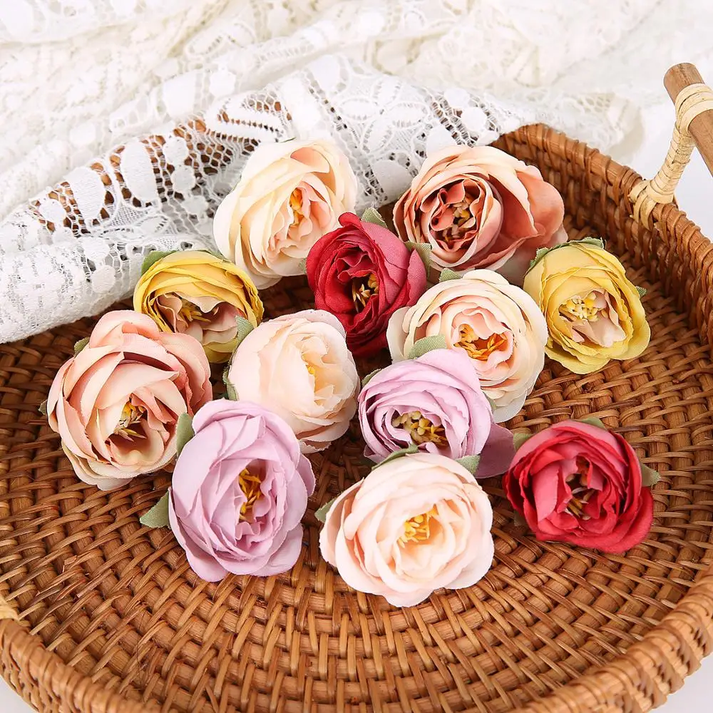 10buc Rose Flori Artificiale Cap de Mătase Bujor Flori False Pentru Acasă Decorare Nunta DIY Manual Coroană de flori Cadou Accesorii Ambarcațiuni 1