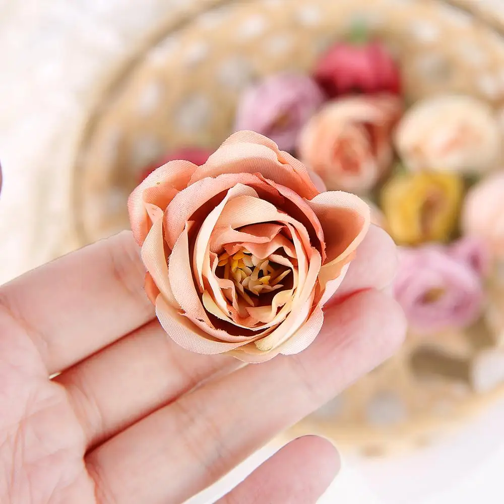 10buc Rose Flori Artificiale Cap de Mătase Bujor Flori False Pentru Acasă Decorare Nunta DIY Manual Coroană de flori Cadou Accesorii Ambarcațiuni 2