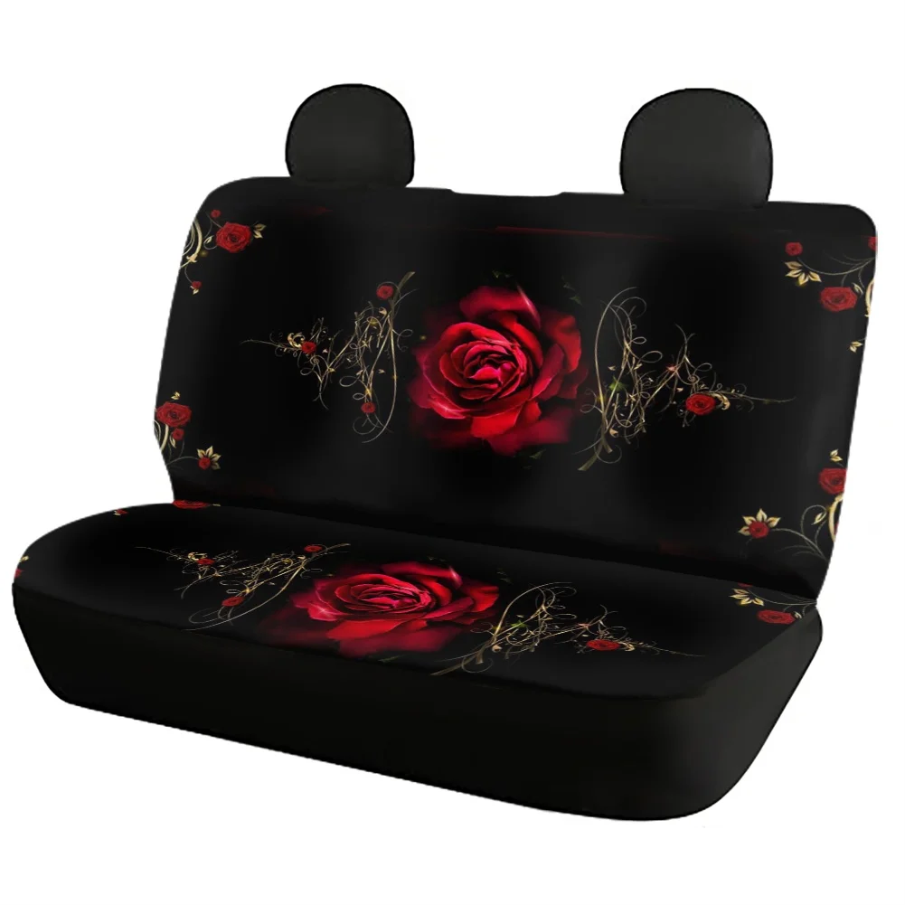 Trandafir rosu Floare de Arta de Imprimare Scaun Auto Acoperi Set Complet pentru Femei Fata-Spate, husa pentru Scaun Confortabil Non-alunecare de Protecție Auto Perna 1