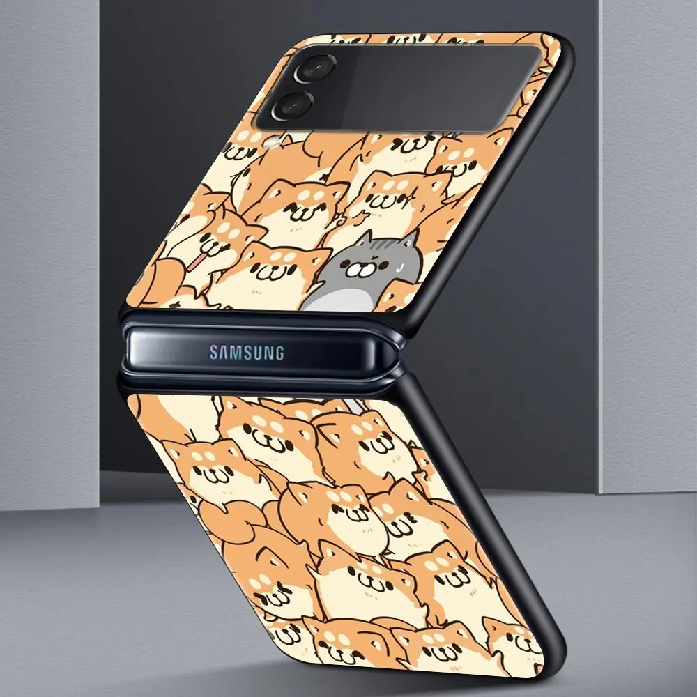 Desene animate Drăguț Pisici de Fundal Pentru Samsung Galaxy Z Flip 3 4 5G Greu de Pliere Negru Caz de Telefon Pentru Samsung Z Flip3 Flip4 Capacul din Spate 2