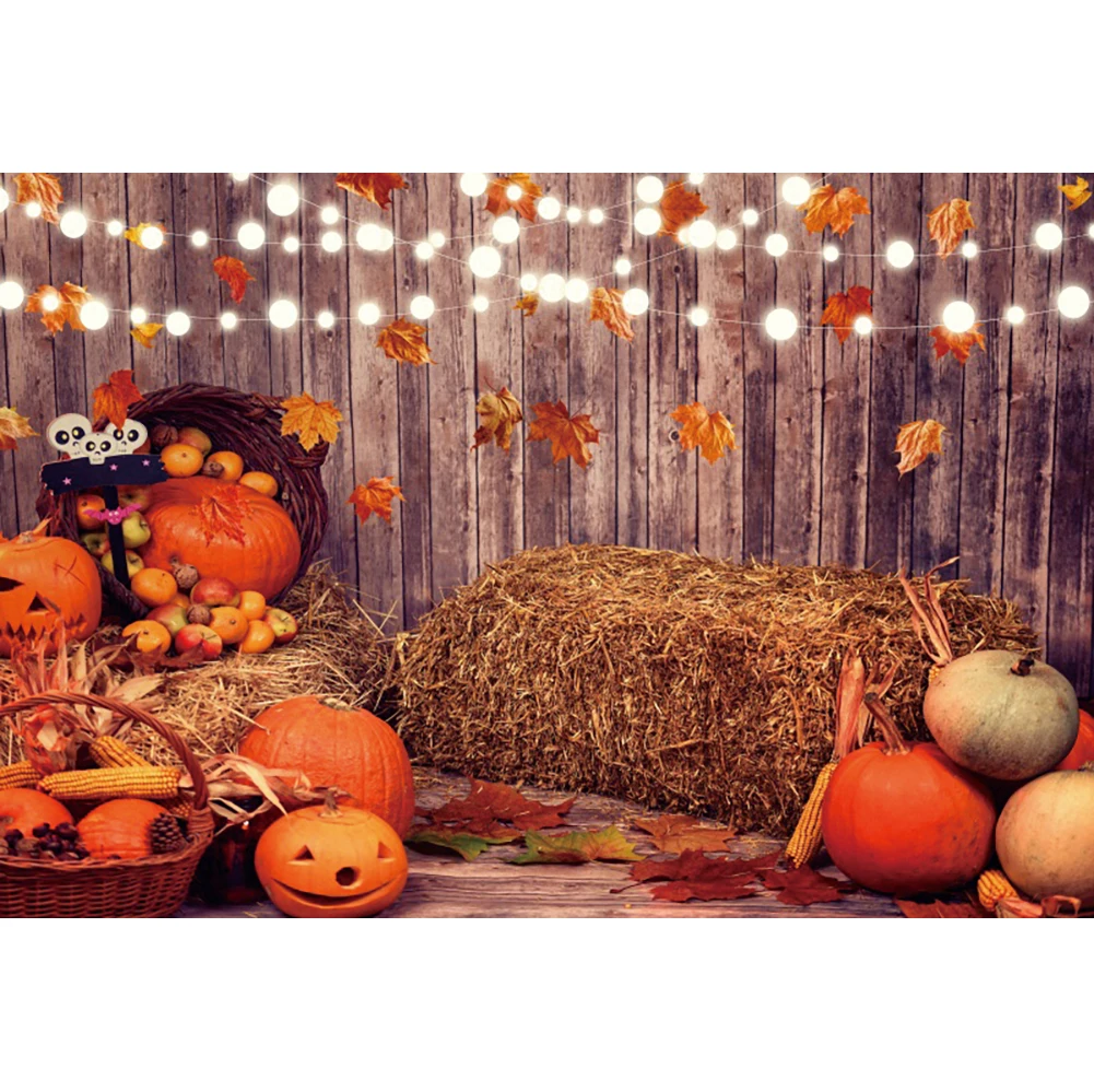 Laeacco Halloween Placa de Lemn Fondul Felinar de Dovleac Fân Copilul Fotografie de Fundal pentru Studio Foto Photophone Cu 6M Coarda 4