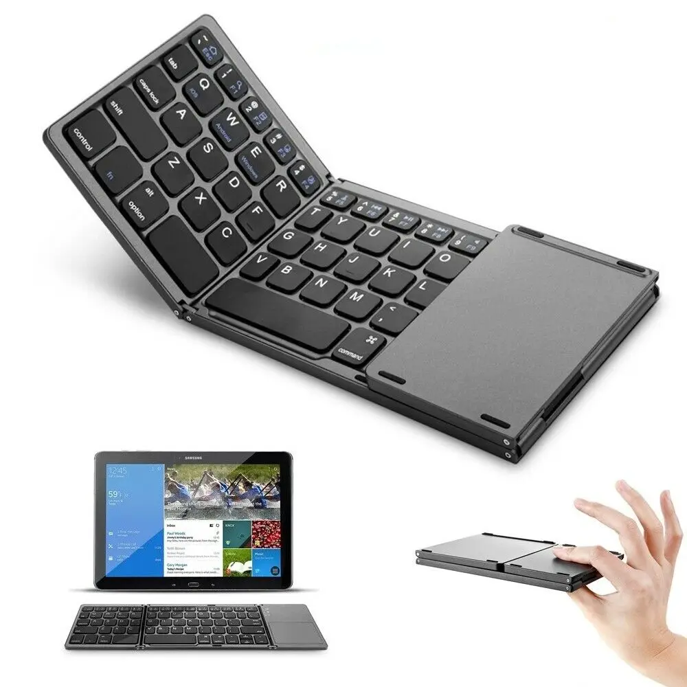 Universal Triple Pliere Wireless Bluetooth Portabil Mini Tastatura Cu Touchpad-ul Pentru IOS/Android/Windows Comprimat Telefon de Calculator 0