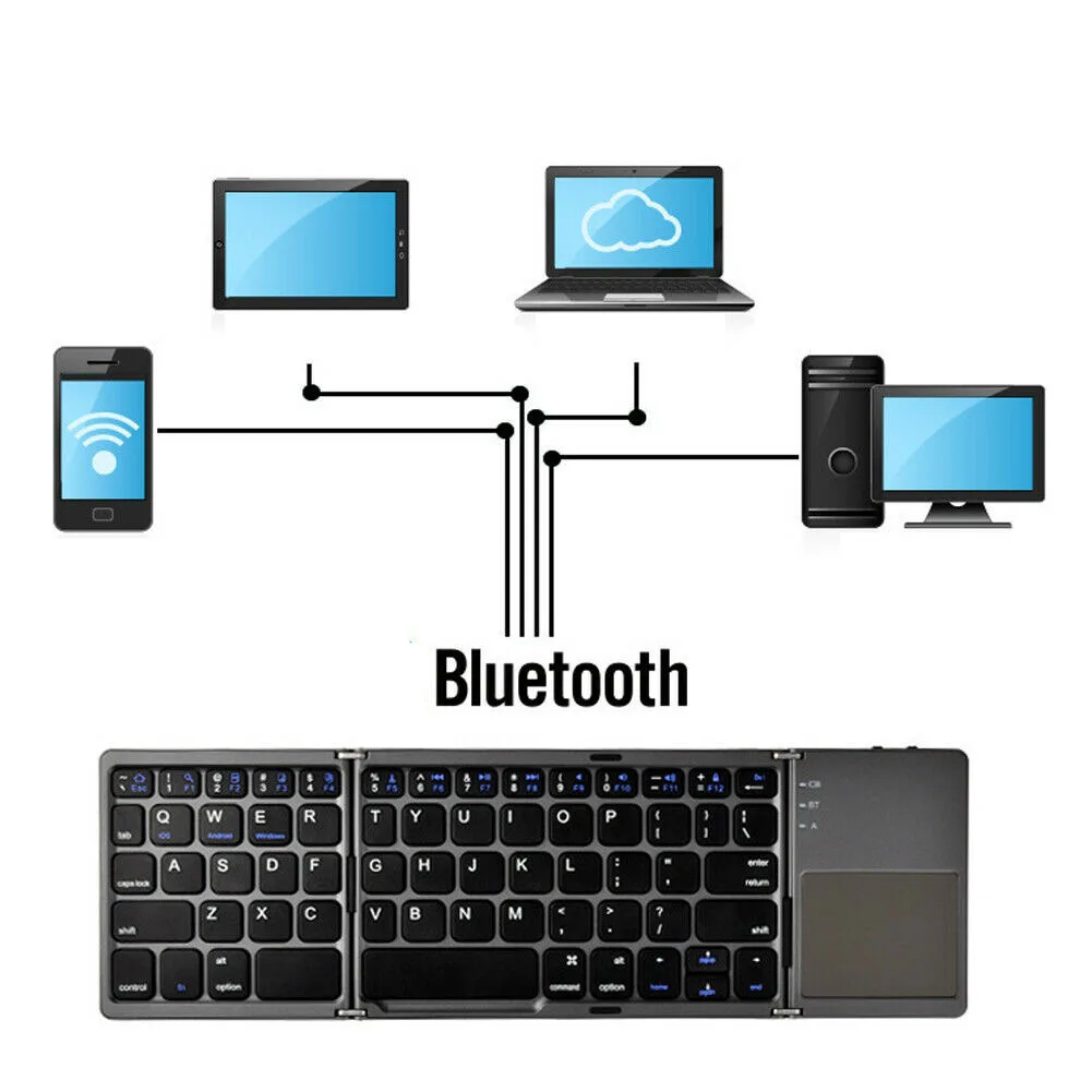 Universal Triple Pliere Wireless Bluetooth Portabil Mini Tastatura Cu Touchpad-ul Pentru IOS/Android/Windows Comprimat Telefon de Calculator 1