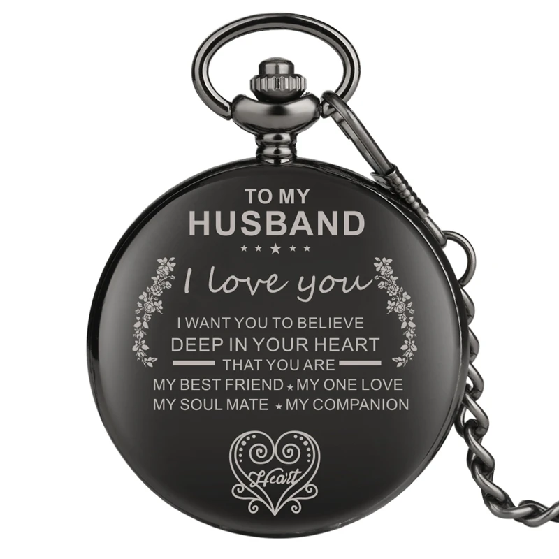 Personalizate Cuarț Ceas de Buzunar CU Soțul MEU TE IUBESC Lanț de Ceas de Aniversare Cadouri pentru sufletul Meu Pereche cel Mai bun Prieten Ceasuri Unice 0