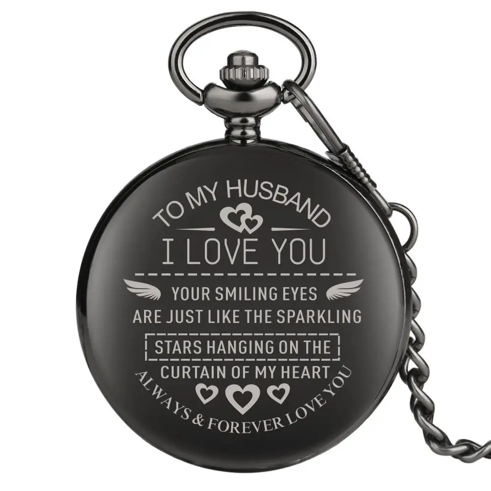 Personalizate Cuarț Ceas de Buzunar CU Soțul MEU TE IUBESC Lanț de Ceas de Aniversare Cadouri pentru sufletul Meu Pereche cel Mai bun Prieten Ceasuri Unice 1