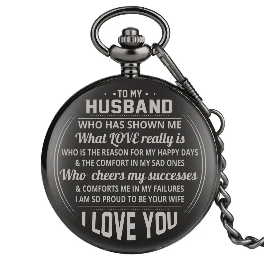 Personalizate Cuarț Ceas de Buzunar CU Soțul MEU TE IUBESC Lanț de Ceas de Aniversare Cadouri pentru sufletul Meu Pereche cel Mai bun Prieten Ceasuri Unice 3