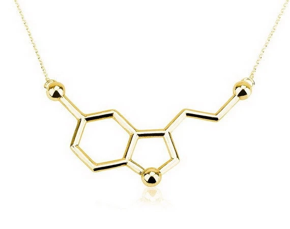Shuangshuo Moleculă Chimică Cravată Colier Bijuterii de Serotonina Moleculă Pandantiv Coliere pentru Femei Colier cu Lanț Lung N012 0