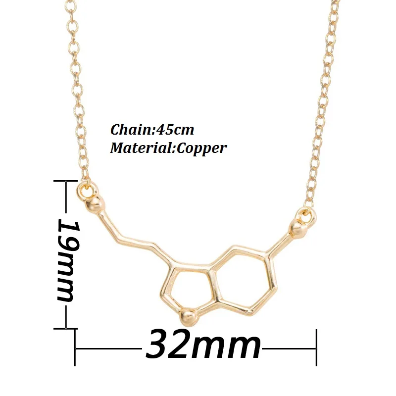 Shuangshuo Moleculă Chimică Cravată Colier Bijuterii de Serotonina Moleculă Pandantiv Coliere pentru Femei Colier cu Lanț Lung N012 1