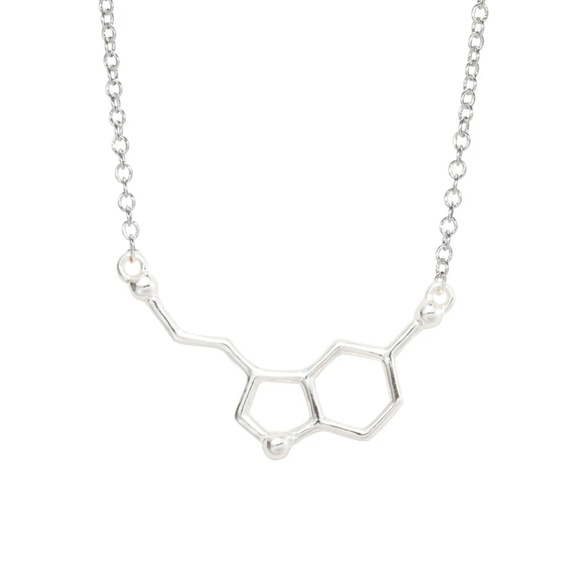 Shuangshuo Moleculă Chimică Cravată Colier Bijuterii de Serotonina Moleculă Pandantiv Coliere pentru Femei Colier cu Lanț Lung N012 2