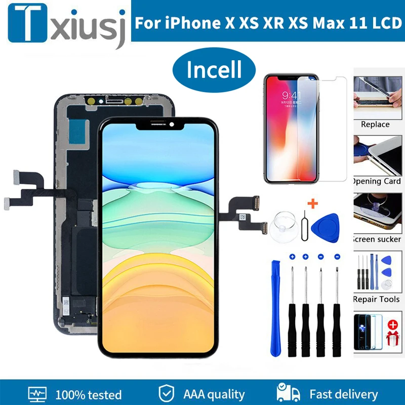 100% Testat Incell Pantalla LCD Pentru IPhone X XS XR 11 Ecran LCD Display 3D Touch Digitizer Asamblare Pentru IPhone X XS Max LCD 0